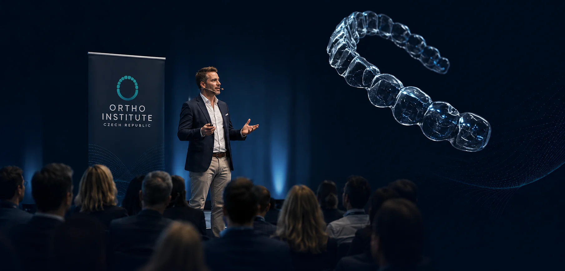 Ortho Institute event — přednáška, publikum a digitální ortodoncie